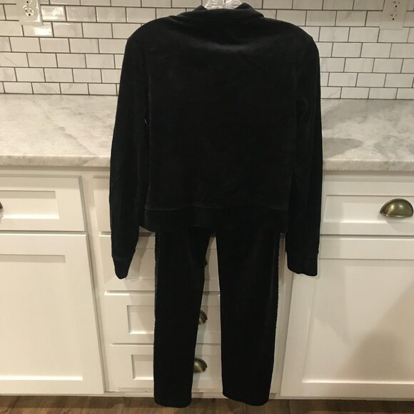 Juicy Couture Track Suit Womens XS Black Velour Sequin Stripe Jacket Pants Set - Picture 6 of 14